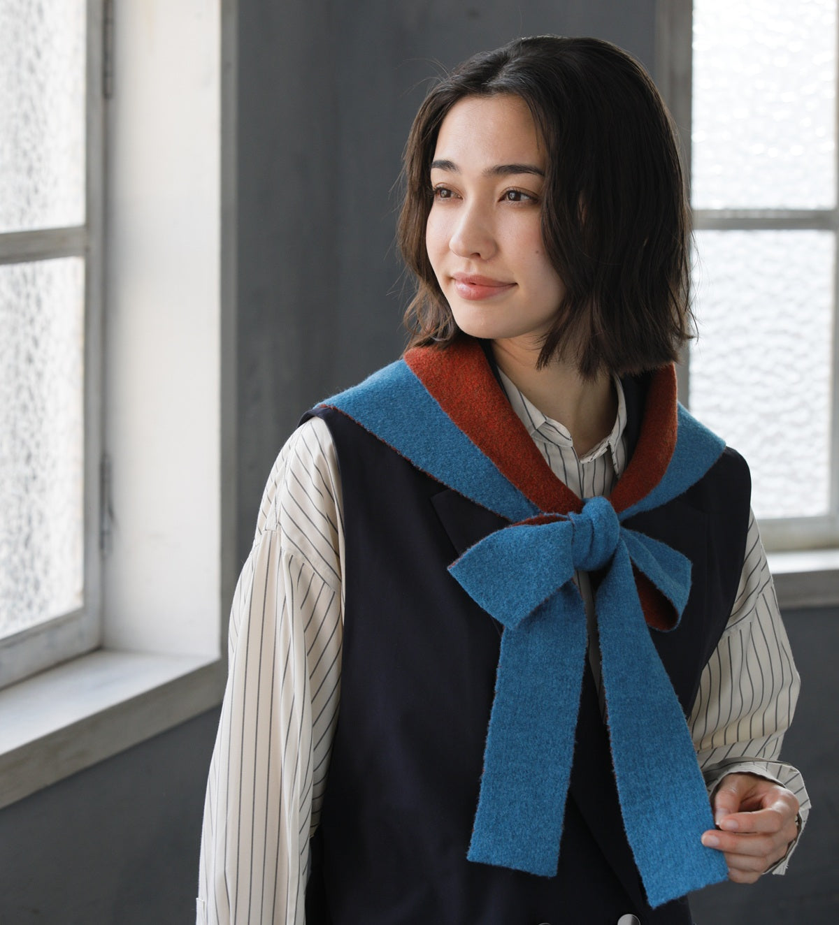 RELICAKE/リバーシブルバイカラーバブーシュカ/43-25205