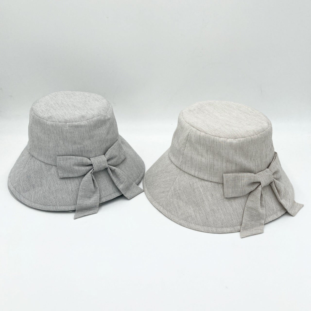 BuLuKa/上品ストライプのバックリボン遮光クロッシェ/12-26106