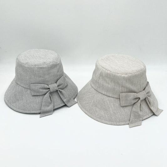BuLuKa/上品ストライプのバックリボン遮光クロッシェ/12-26106