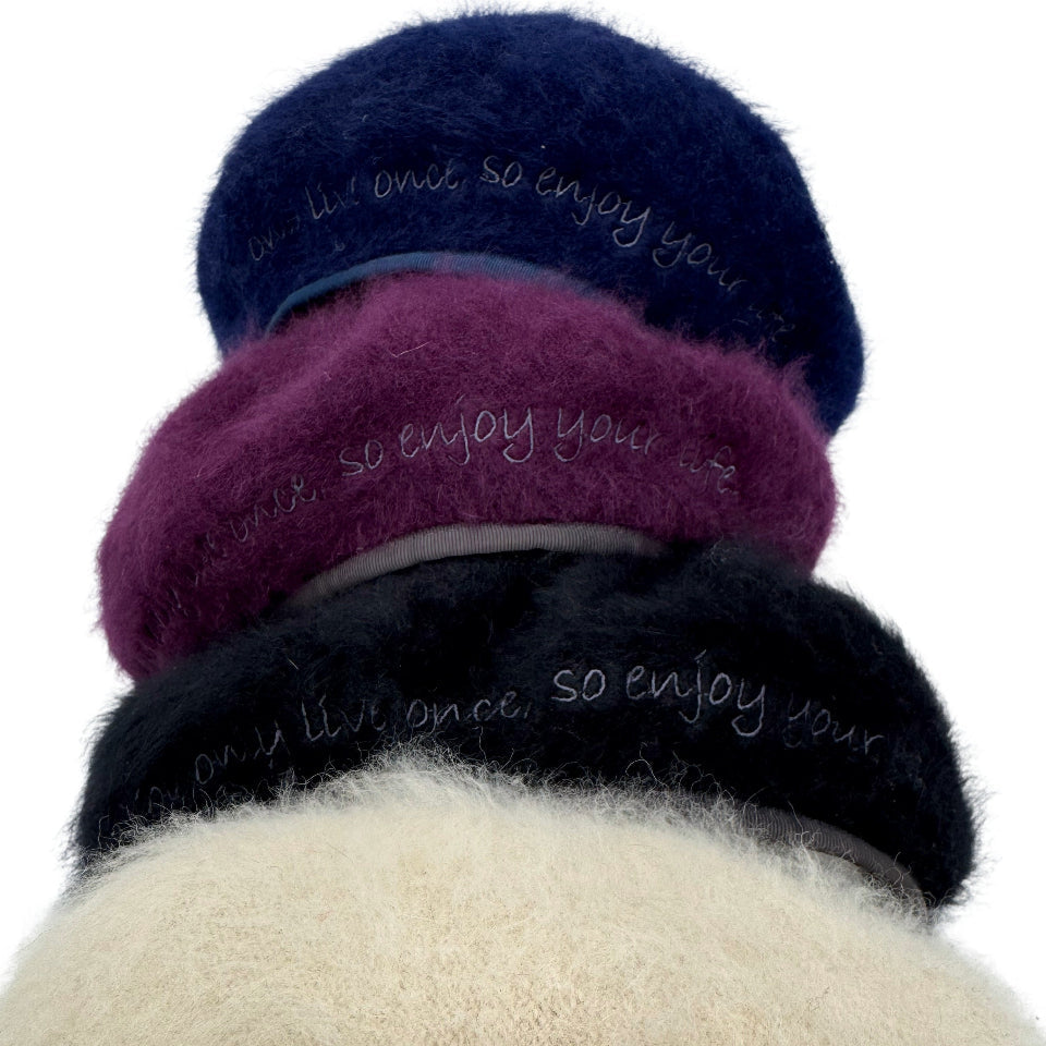 Haihai/アンゴラ混ふわモフパイピングベレー/LE-012